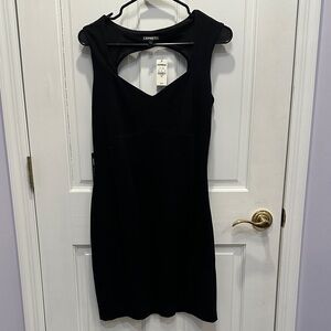 Express Elegant Black Backless Cocktail Dress